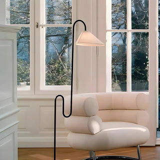 Minimalist Cone Modern Black Curved Floor Lamp Zawala Image - 1