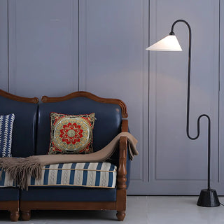 Minimalist Cone Modern Black Curved Floor Lamp Zawala Image - 2