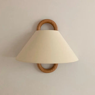 Minimalist Fabric Cone Shade Wooden Frame Wall Sconce Zawala Image - 12