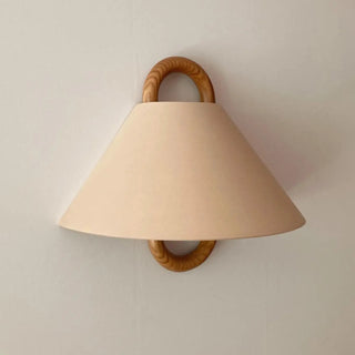 Minimalist Fabric Cone Shade Wooden Frame Wall Sconce Zawala Image - 13