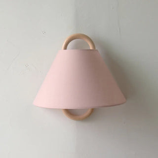 Minimalist Fabric Cone Shade Wooden Frame Wall Sconce Zawala Image - 3