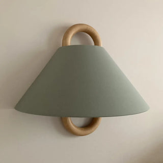 Minimalist Fabric Cone Shade Wooden Frame Wall Sconce Zawala Image - 4