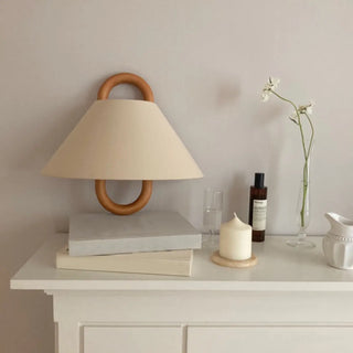 Minimalist Fabric Cone Shade Wooden Frame Wall Sconce Zawala Image - 5