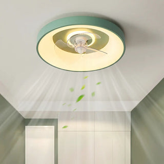 Remote Minimalist Round LED Ceiling Fan with Light Zawala Image - 1