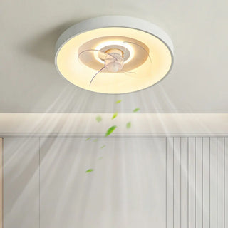 Remote Minimalist Round LED Ceiling Fan with Light Zawala Image - 2