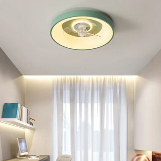 Remote Minimalist Round LED Ceiling Fan with Light Zawala Image - 3