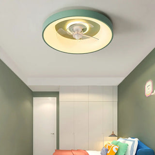 Remote Minimalist Round LED Ceiling Fan with Light Zawala Image - 4
