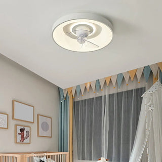 Remote Minimalist Round LED Ceiling Fan with Light Zawala Image - 5