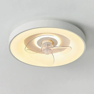 Remote Minimalist Round LED Ceiling Fan with Light Zawala Image - 7