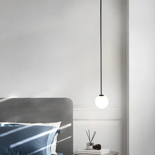 ZOWALA - Minimalist White Glass Ball Bedroom LED Pendant Light Image - 2