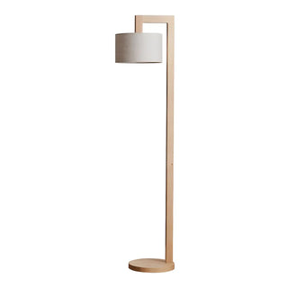 Natural White Barrel Wooden Minimalist Floor Lamp Zawala Image - 10