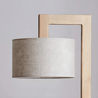 Natural White Barrel Wooden Minimalist Floor Lamp Zawala Image - 7