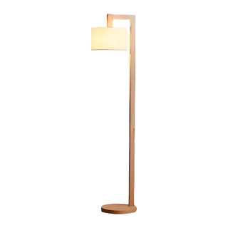 Natural White Barrel Wooden Minimalist Floor Lamp Zawala Image - 9