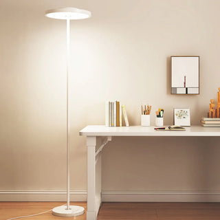 Minimalist White Disc Floor Lamp with Rocker Switch Zawala Image - 1