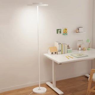 Minimalist White Disc Floor Lamp with Rocker Switch Zawala Image - 2