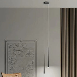 ZOWALA - Minimalist Slim Black Dual Tube Acrylic Bedroom Pendant Light Image - 2