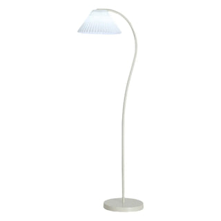 White Pleated Shade Minimalist Curved Floor Lamp Zawala Image - 13