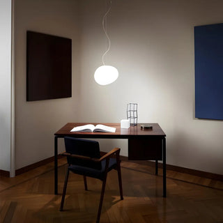 ZOWALA - Minimalist Geometric Round Glass White Bedroom Pendant Light Image - 3