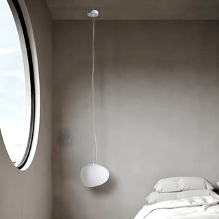 ZOWALA - Minimalist Geometric Round Glass White Bedroom Pendant Light Image - 4