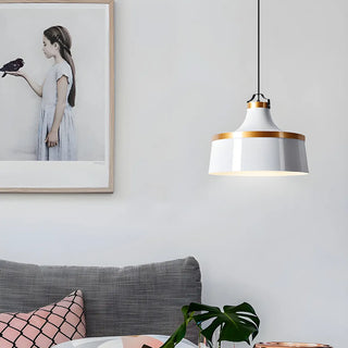 Minimalist Drum Matte Metal Dining Room Green Pendant Light Zawala Image - 1