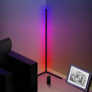 White Minimalist Linear LED Tripod Metal Floor Lamp Zawala Image - 3