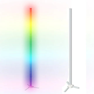 White Minimalist Linear LED Tripod Metal Floor Lamp Zawala Image - 6