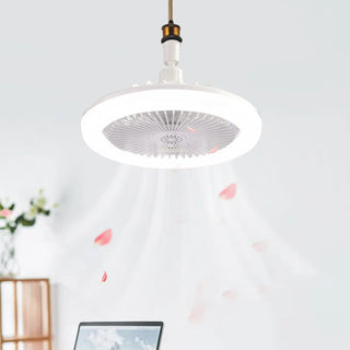 White Minimalist Contemporary Round Ceiling Fan Light Zawala Image - 1