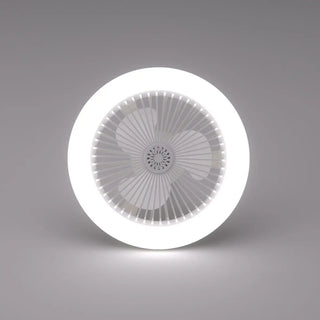 White Minimalist Contemporary Round Ceiling Fan Light Zawala Image - 10