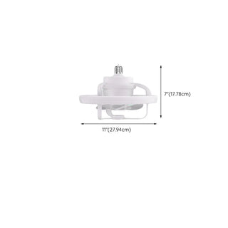 White Minimalist Contemporary Round Ceiling Fan Light Zawala Image - 13