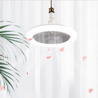 White Minimalist Contemporary Round Ceiling Fan Light Zawala Image - 3