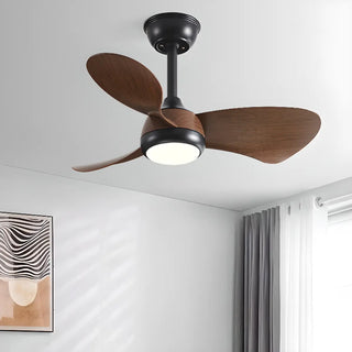 Modern Three-Blade Wooden Ceiling Fan with LED Light Zawala Image - 1