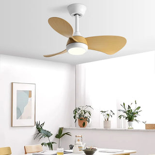 Modern Three-Blade Wooden Ceiling Fan with LED Light Zawala Image - 2