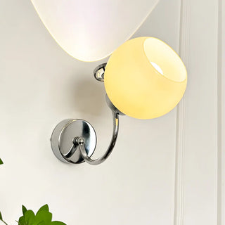 Modish Chrome Finish Globe Glass Reading Wall Lamp Zawala Image - 9
