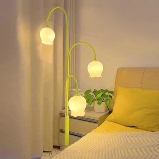 3-Light Floral Green Stand Modern Metal Floor Lamp Zawala Image - 3