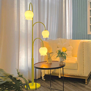3-Light Floral Green Stand Modern Metal Floor Lamp Zawala Image - 4
