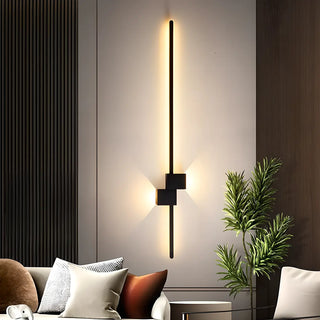 Minimalist Linear Design Vertical Black Wall Sconce Zawala Image - 4