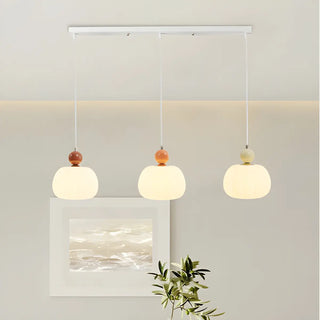 ZOWALA - Modern Triple White Globe Linear Bedroom Pendant Light Set Image - 1