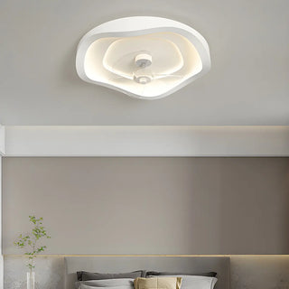 Minimalist Round White Wave Ceiling Fan with LED Light Zawala Image - 15