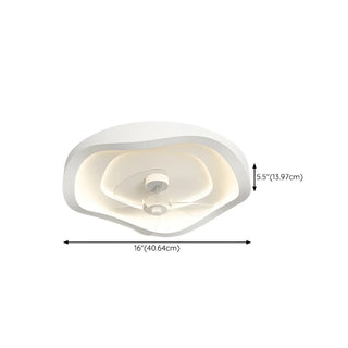 Minimalist Round White Wave Ceiling Fan with LED Light Zawala #size