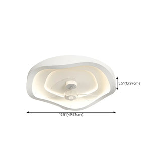 Minimalist Round White Wave Ceiling Fan with LED Light Zawala Image - 18
