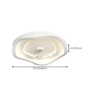 Minimalist Round White Wave Ceiling Fan with LED Light Zawala Image - 19