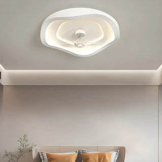 Minimalist Round White Wave Ceiling Fan with LED Light Zawala Image - 6