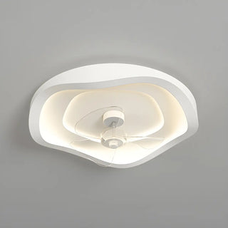 Minimalist Round White Wave Ceiling Fan with LED Light Zawala Image - 8