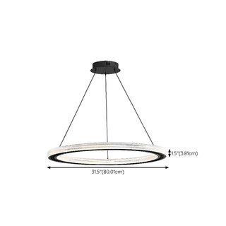 ZOWALA - LED Black Acrylic Ring Adjustable Living Room Chandelier Image - 14