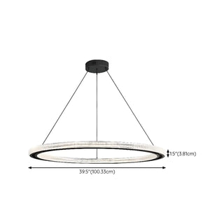 ZOWALA - LED Black Acrylic Ring Adjustable Living Room Chandelier Image - 15