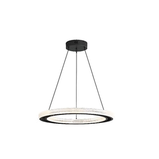ZOWALA - LED Black Acrylic Ring Adjustable Living Room Chandelier Image - 4
