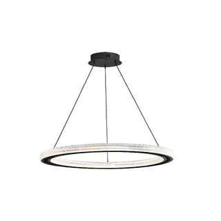 ZOWALA - LED Black Acrylic Ring Adjustable Living Room Chandelier Image - 5