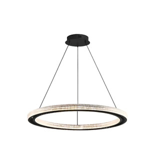 ZOWALA - LED Black Acrylic Ring Adjustable Living Room Chandelier Image - 9