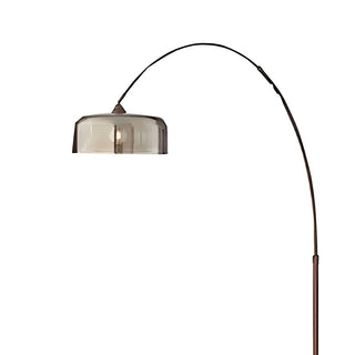 Modern Adjustable Smoked Barrel and Arched Floor Lamp Zawala Image - 9