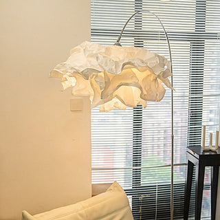 Contemporary White Paper Floral LED Floor Light Zawala Image - 1